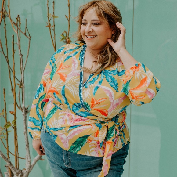*24 FRIDAY SALE* Take Me Dancing Floral Print Plus Size Wrap Top - Picture 7 of 7